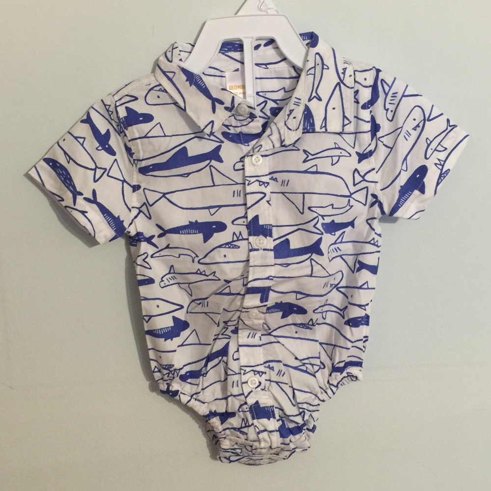 Gymboree Shark Button Down Onesie